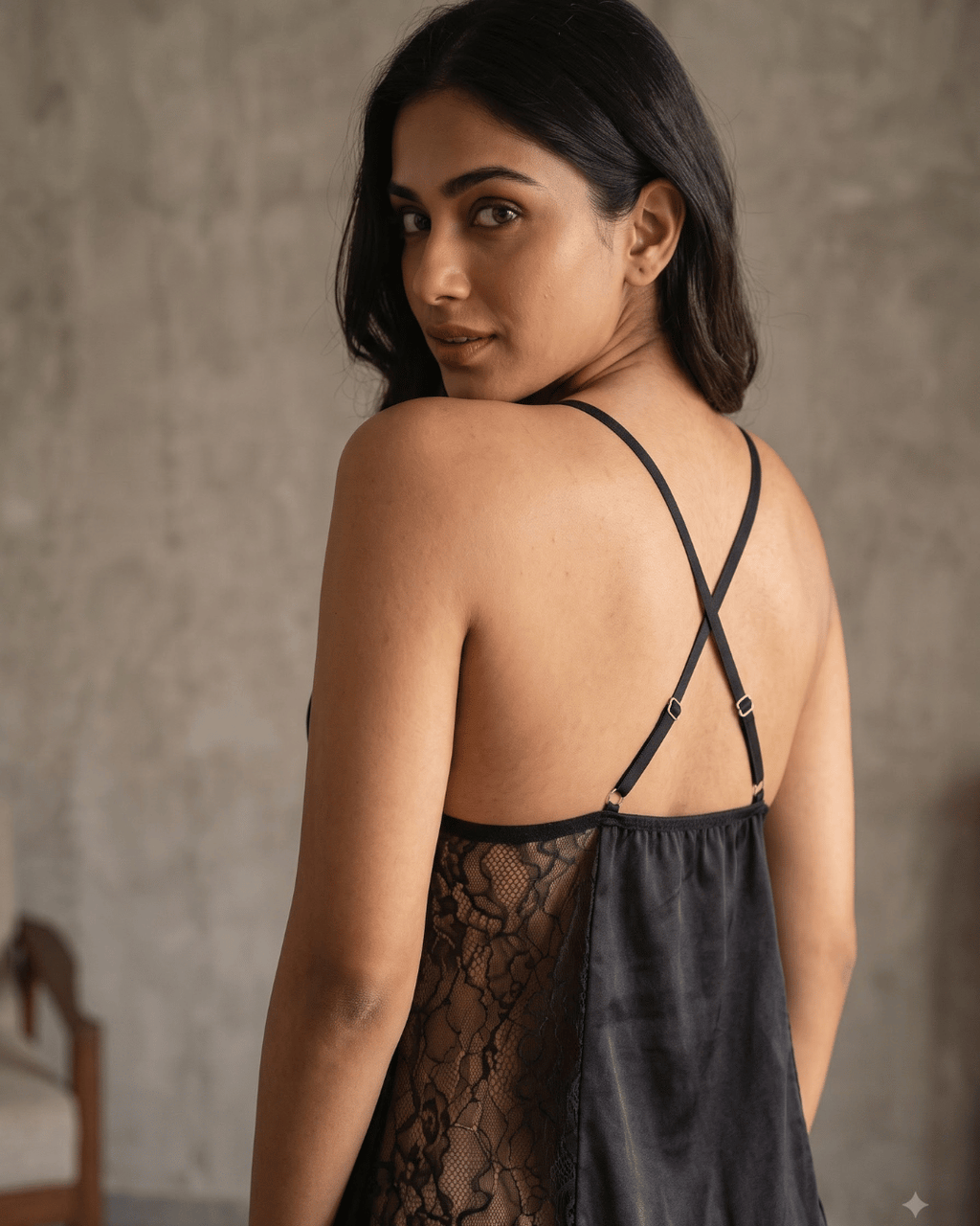 The Glacé Lace Ruffle Slip Babydoll