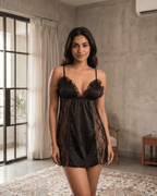 The Glacé Lace Ruffle Slip Babydoll