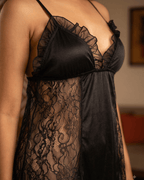 The Glacé Lace Ruffle Slip Babydoll