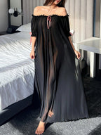 Juliet Sheer Mesh Off-the-Shoulder Lounge Dress