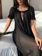 Juliet Sheer Mesh Off-the-Shoulder Lounge Dress