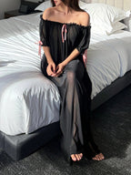 Juliet Sheer Mesh Off-the-Shoulder Lounge Dress