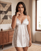 The Glacé Lace Ruffle Slip Babydoll
