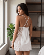 The Glacé Lace Ruffle Slip Babydoll