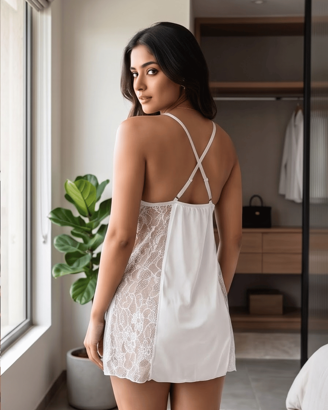 The Glacé Lace Ruffle Slip Babydoll