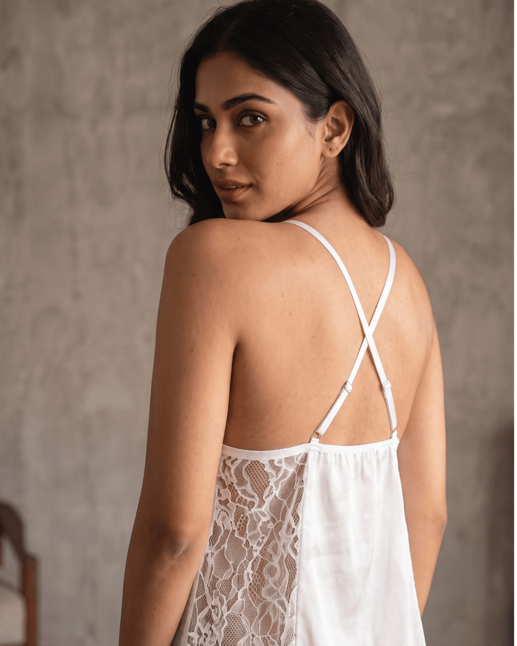 The Glacé Lace Ruffle Slip Babydoll