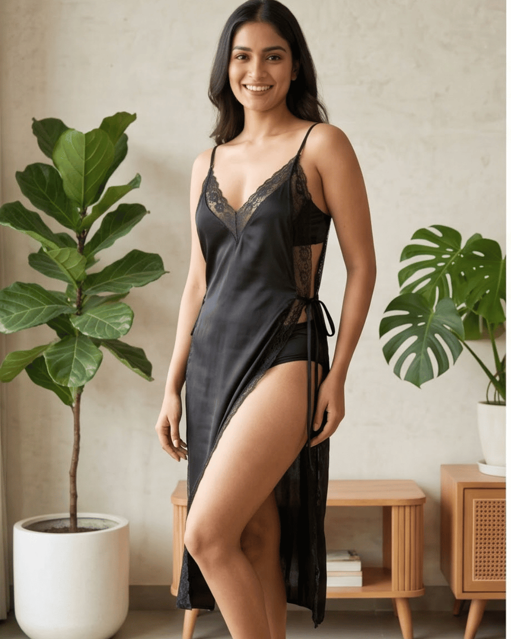 The Bare Side Midi Slip Dress