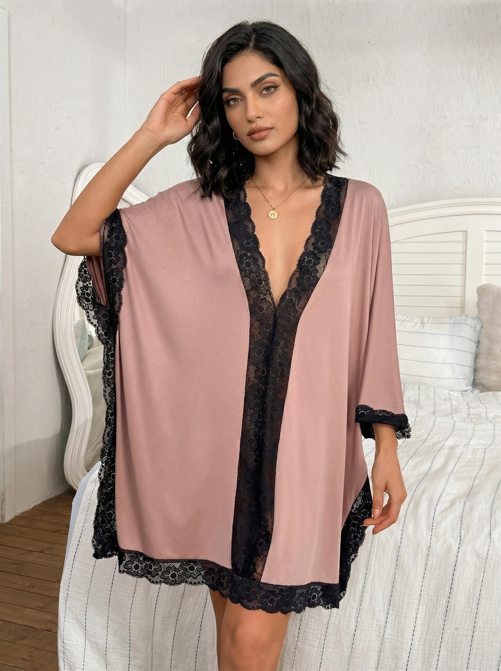 Batwing Satin Lounge Dress