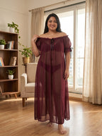 Juliet Sheer Mesh Off-the-Shoulder Lounge Dress