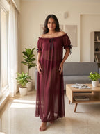 Juliet Sheer Mesh Off-the-Shoulder Lounge Dress