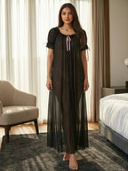 Juliet Sheer Mesh Off-the-Shoulder Lounge Dress