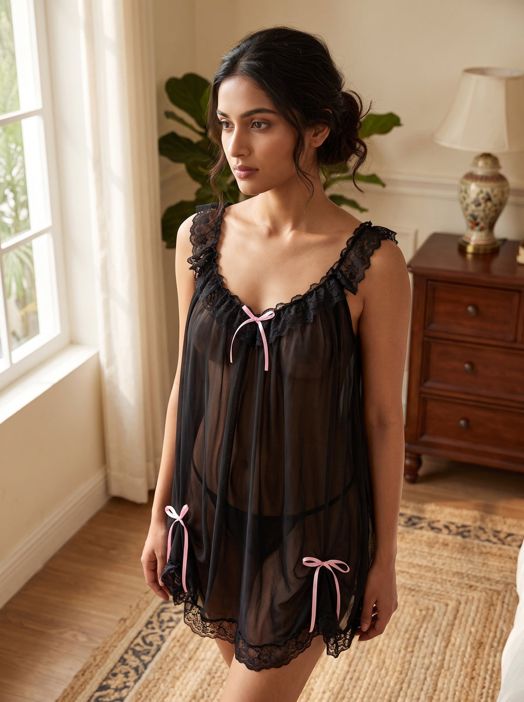 Midnight Whisper Sheer Babydoll