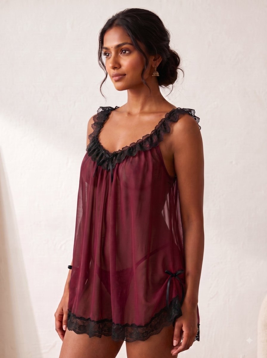 Midnight Whisper Sheer Babydoll