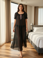 Juliet Sheer Mesh Off-the-Shoulder Lounge Dress