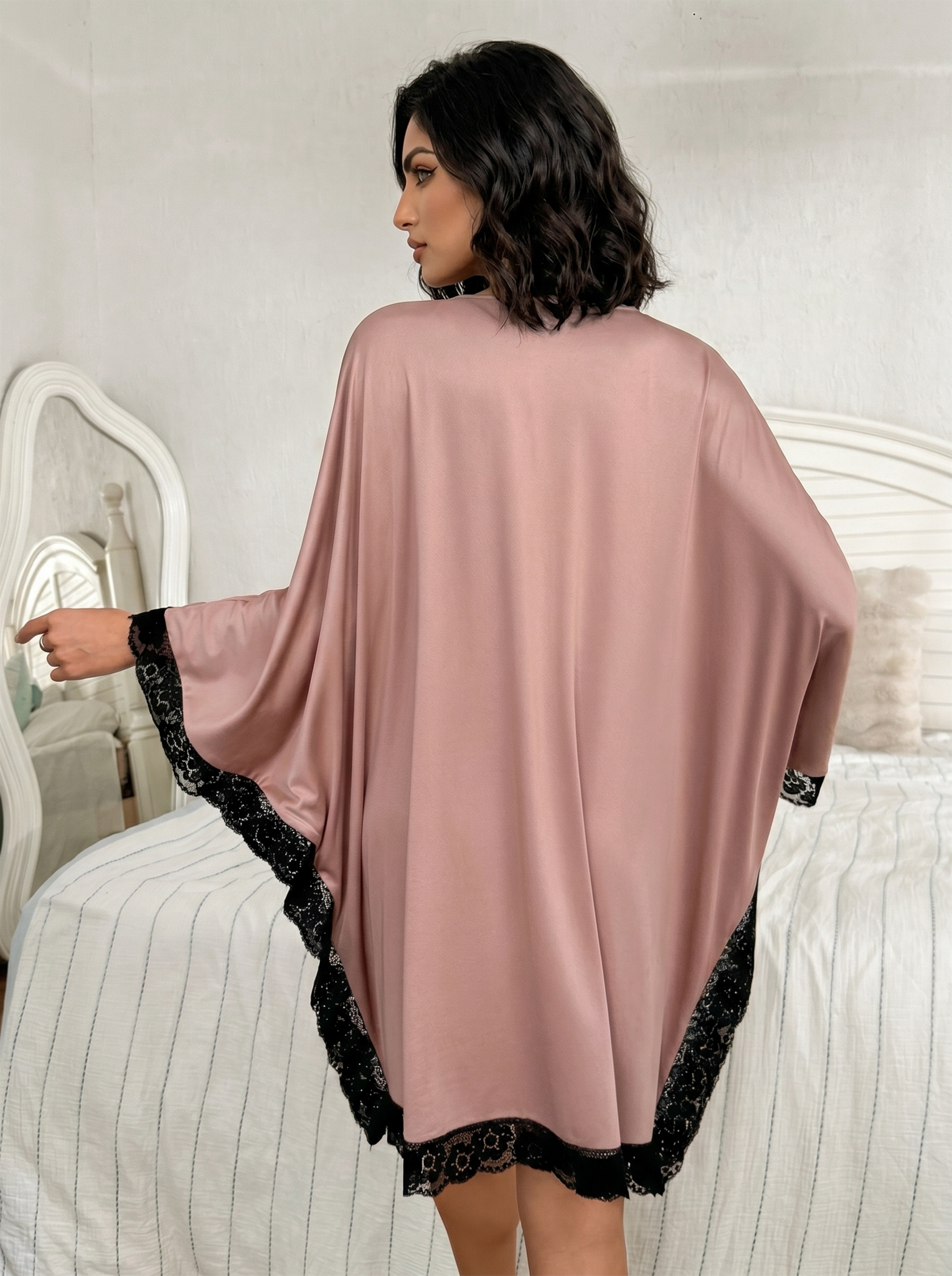 Batwing Satin Lounge Dress