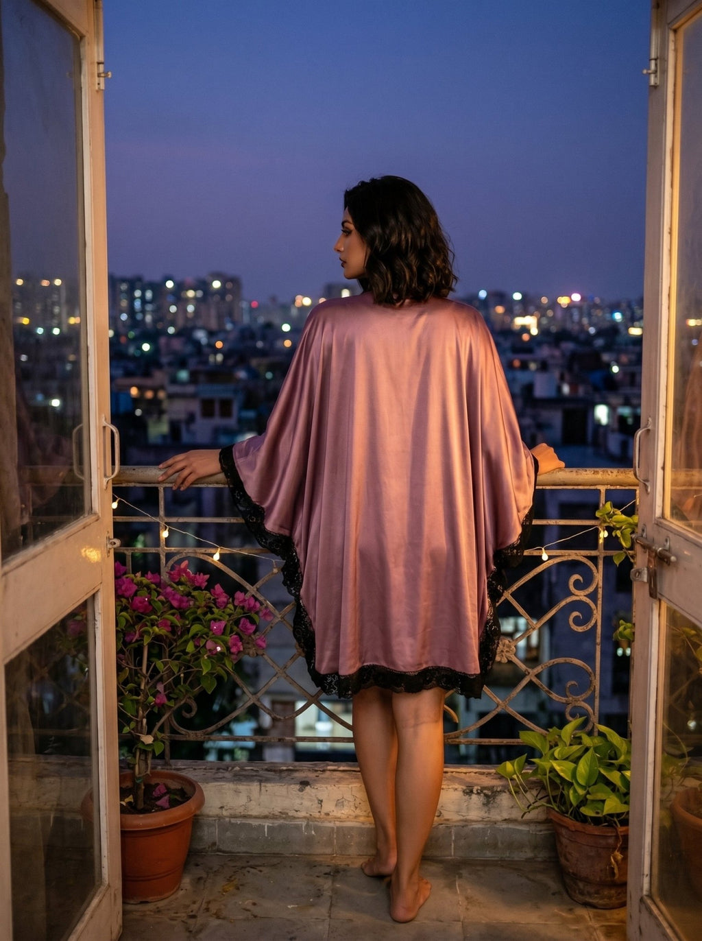 Batwing Satin Lounge Dress