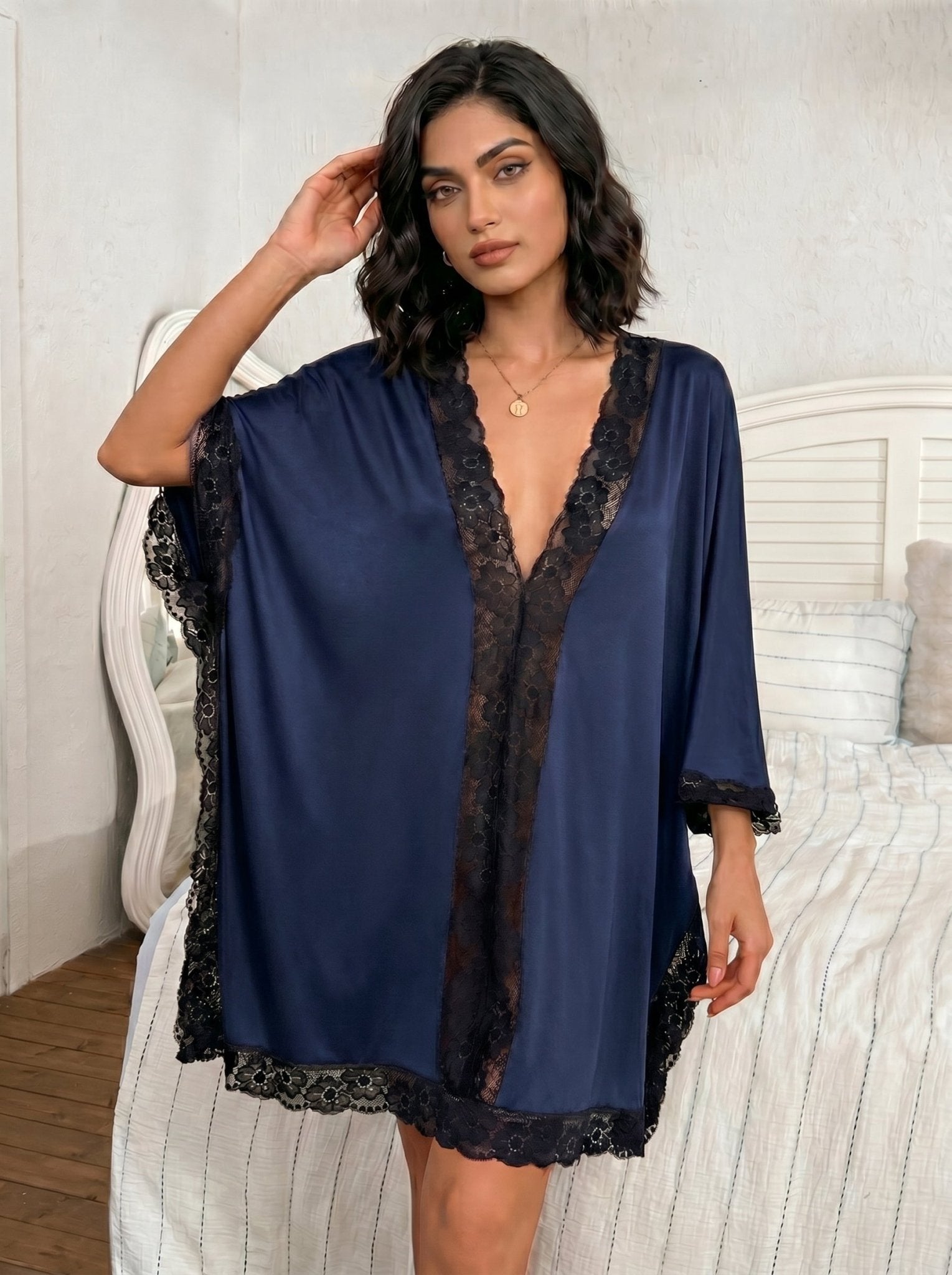 Batwing Satin Lounge Dress