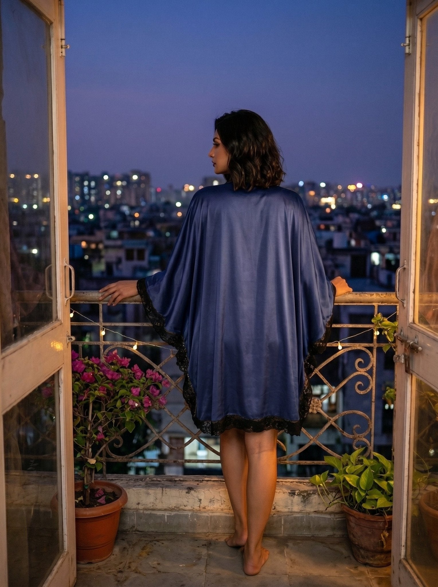 Batwing Satin Lounge Dress