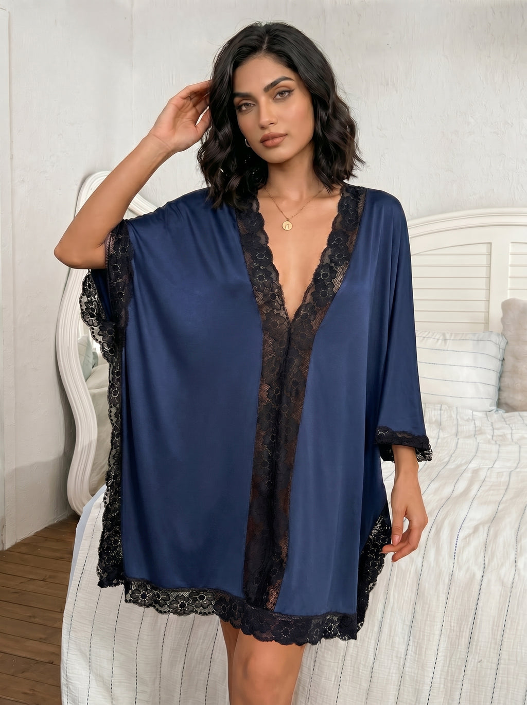 Batwing Satin Lounge Dress
