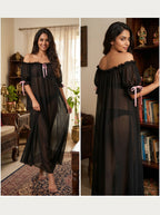 Juliet Sheer Mesh Off-the-Shoulder Lounge Dress