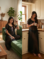 Juliet Sheer Mesh Off-the-Shoulder Lounge Dress