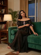 Juliet Sheer Mesh Off-the-Shoulder Lounge Dress
