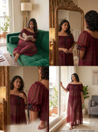 Juliet Sheer Mesh Off-the-Shoulder Lounge Dress